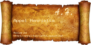 Appel Henrietta névjegykártya